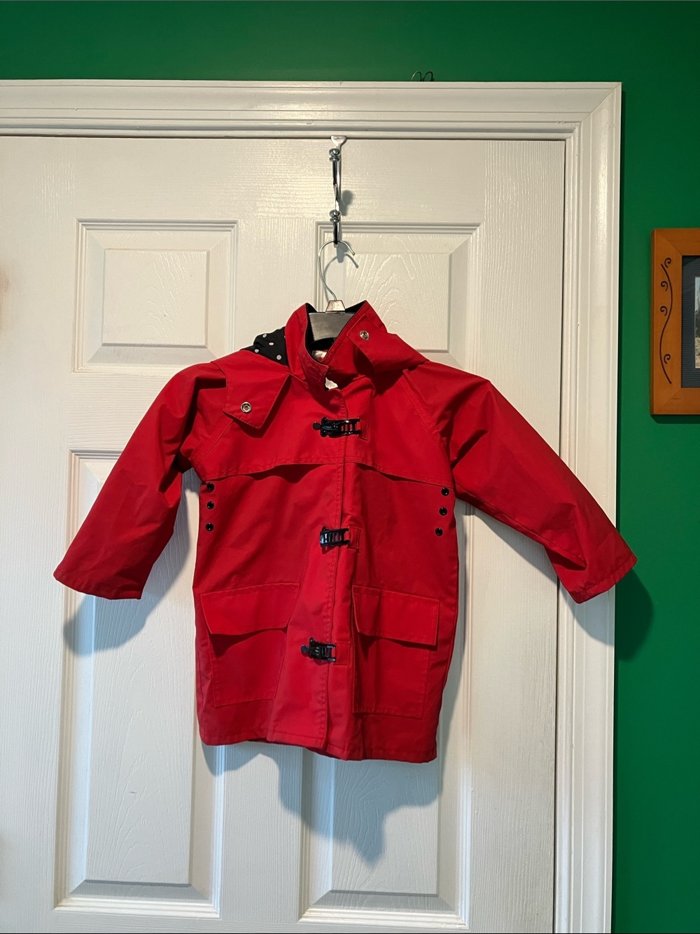 Wippette Red Kids' Hooded Raincoat with Toggle Closures 3t